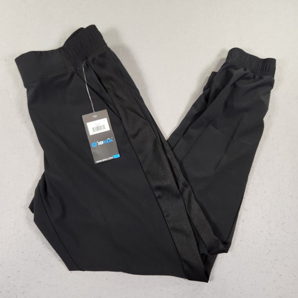IBKUL Womens Solid Black Joggers Stretch Athletic Casual Ankle Pants Size 4
